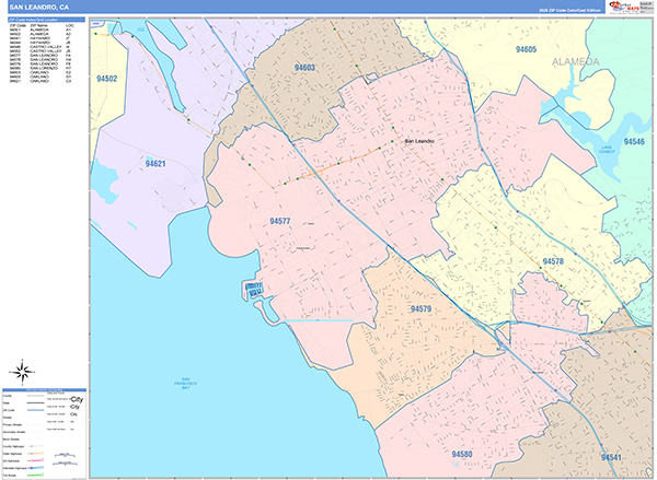 San Leandro Map Color Cast Style